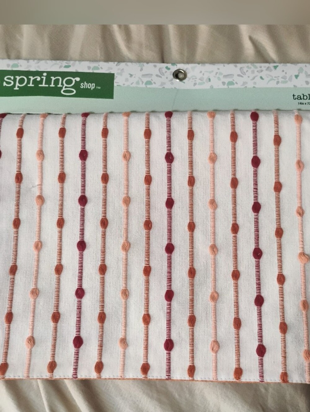 NWT The Spring Shop Boho Tufted Striped Table Runner